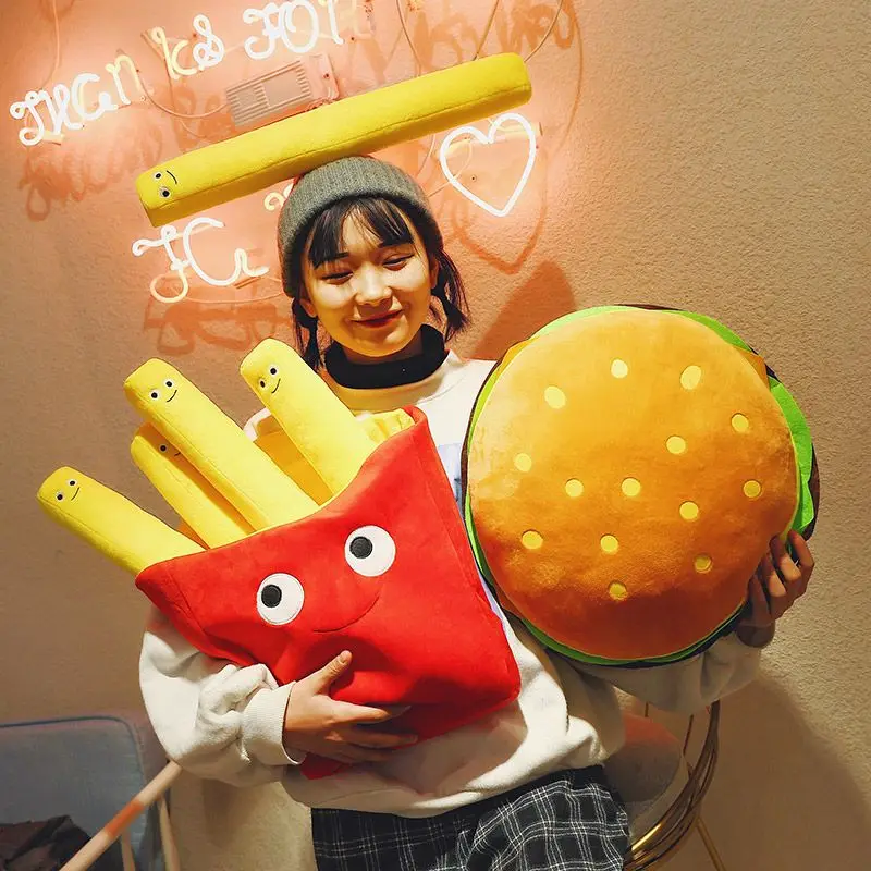 Hamburg French Fries Plush Snacks Pillows Foodies Cute Dolls Girls Sleeping Cushions Creative Birthday Gifts