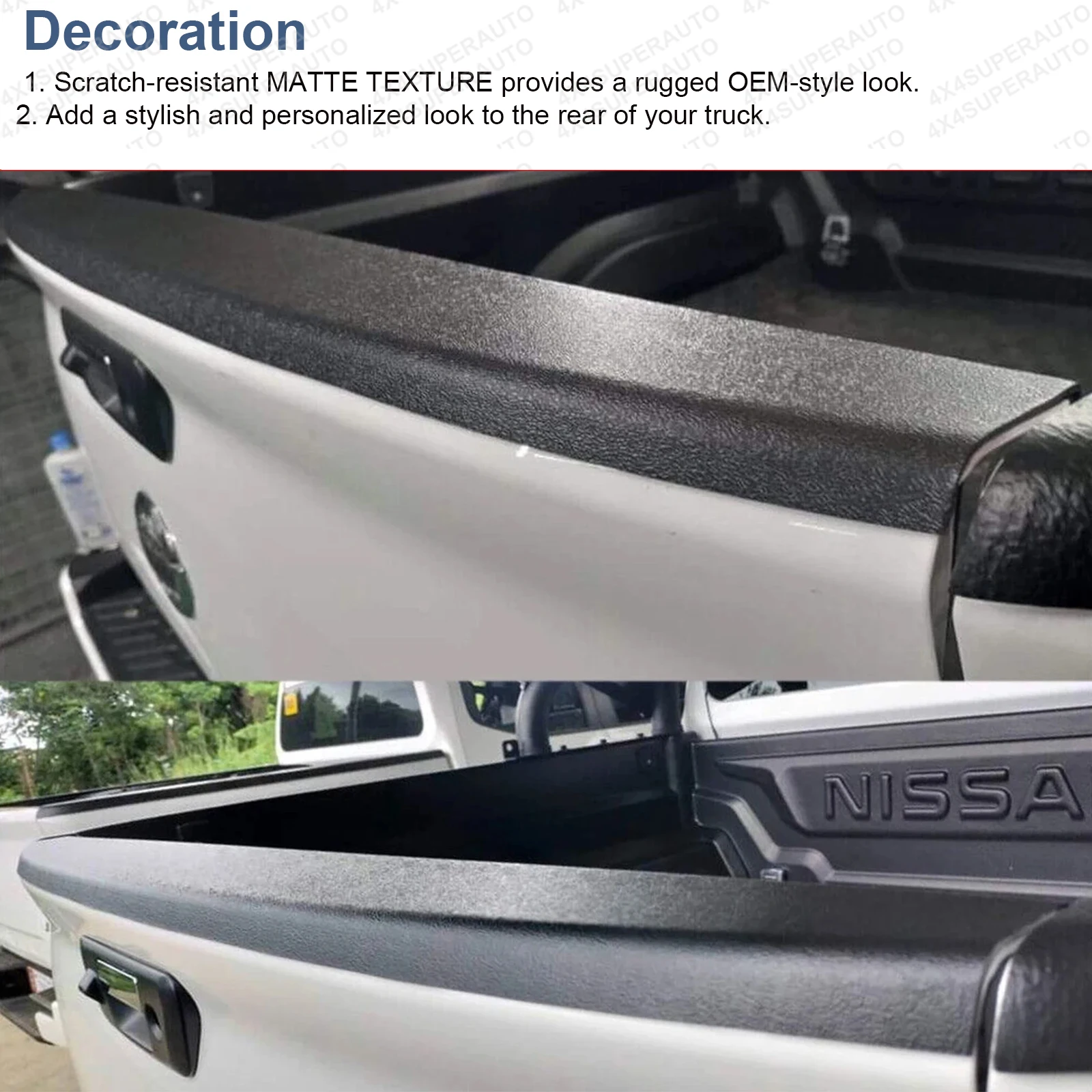 1PC Tailgate Cover For NISSAN NAVARA 2021-2025 NP300 D23 Frontier Rear Protector Trim Guard Matte Black Textured Car Styling Acc