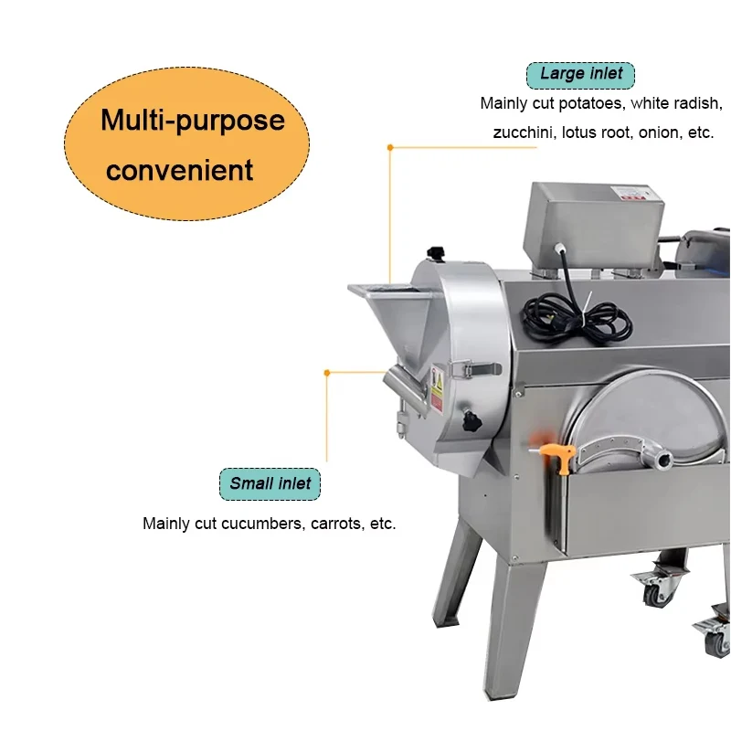 500/KG/H Gemüse- und Obstschneidemaschine, Kokosnuss-Schneidemaschine, Würfel- und Zerkleinerungsmaschine, Doppelkopf-Karottenschneider
