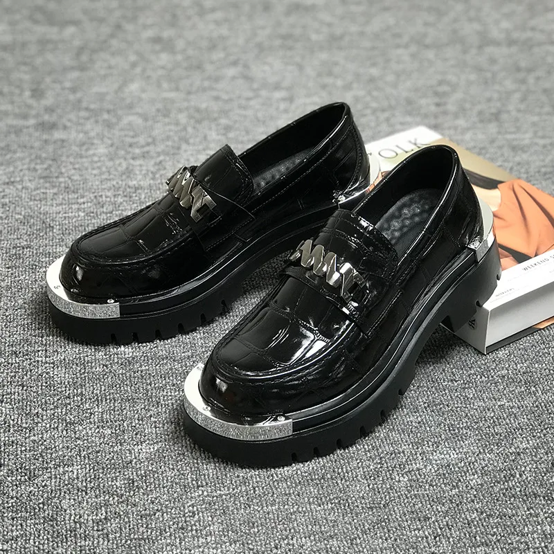 Fashion Style Mens Loafers Casual Business Brand Male Footwear Brown Black Dress Shoes Thick Sole 3.5cm Plus Size 45 D741