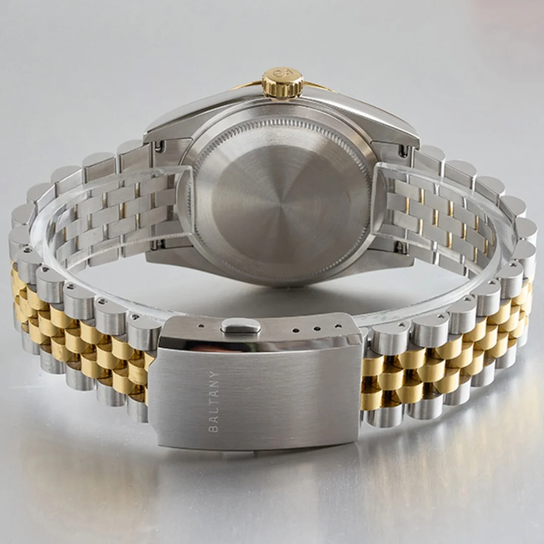 Baltany الفاخرة الرجعية ساعة ميكانيكية أوتوماتيكية للرجال 36 مللي متر NH35 التقويم الياقوت كريستال مقاوم للماء 10Atm مضيئة ساعة اليد