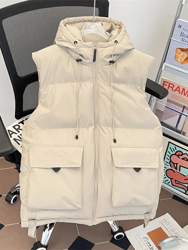 

Мужская утепленная куртка-жилет с капюшоном для работы, осенне-зимняя, модная, брендовая, на флисовой подкладке, из хлопка, в американском ретро-стиле
