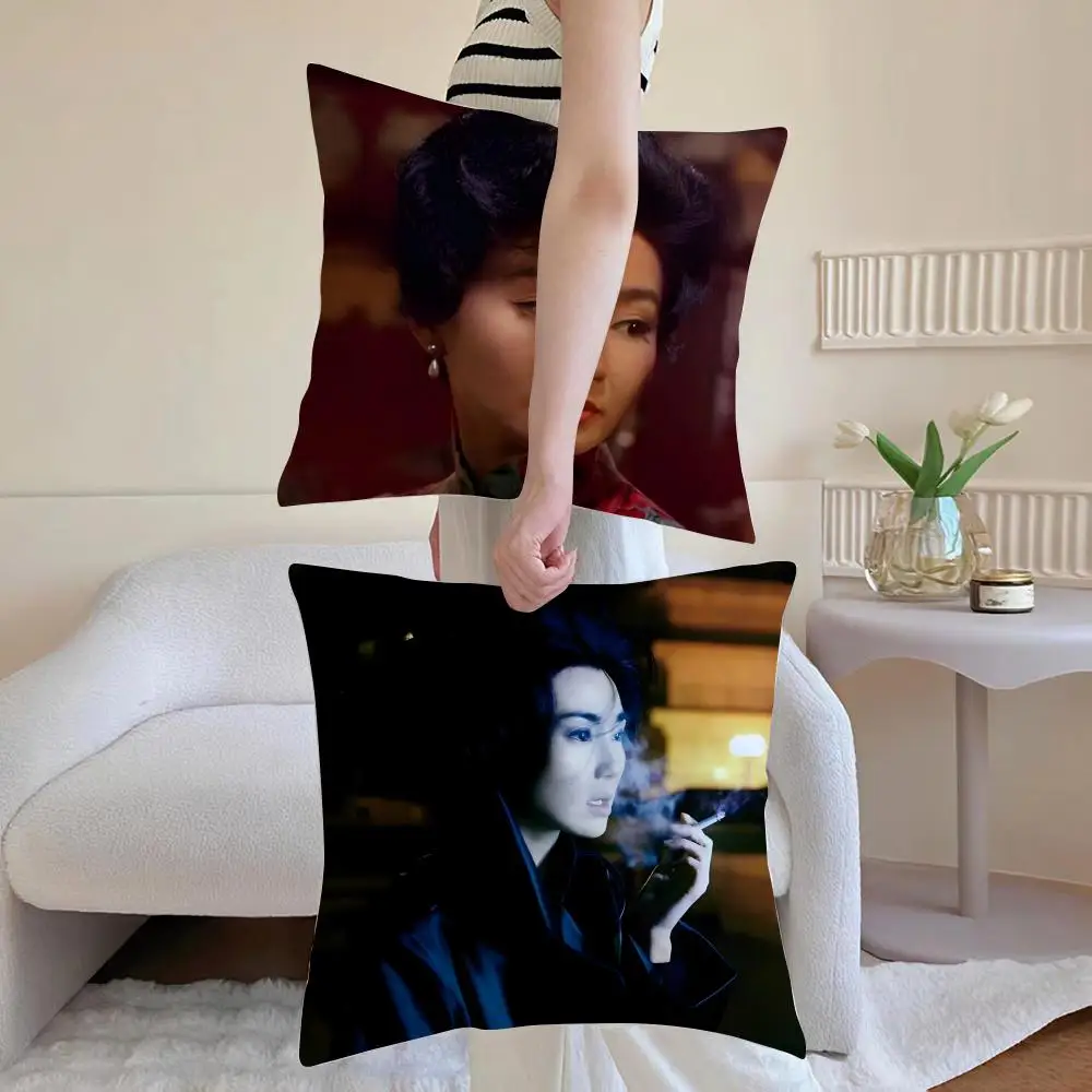 Chinese Nostalgic Reminiscent M-Maggie Cheung Cushion Cover Washable Linen Pillowcase Soft  for Daily Sofa Bed Home Room Decor