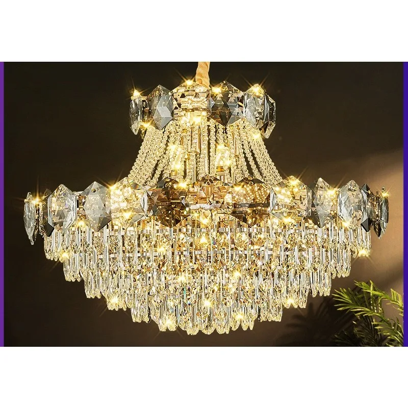 Light luxury crystal chandelier living room lamps,French and European style luxury atmosphere villa lobby new room main lamp