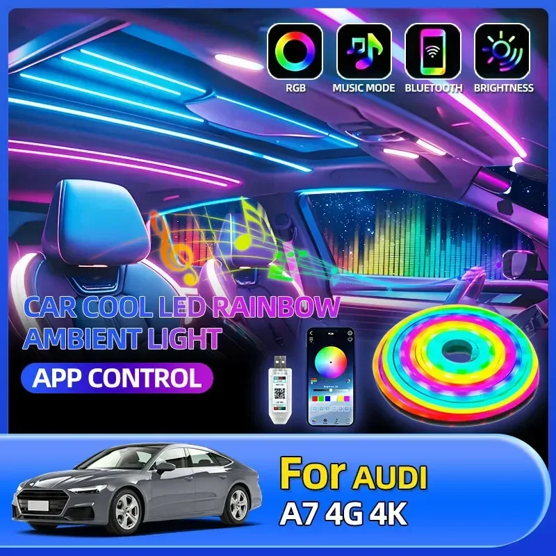 

Bluetooth Connect App Remote Control Car LED Rainbow Light Strip 5V For Audi A7 4G 4K A8 D5 D6 D7 D8 RS3 RS4 RS5 RS6 e-tron GT