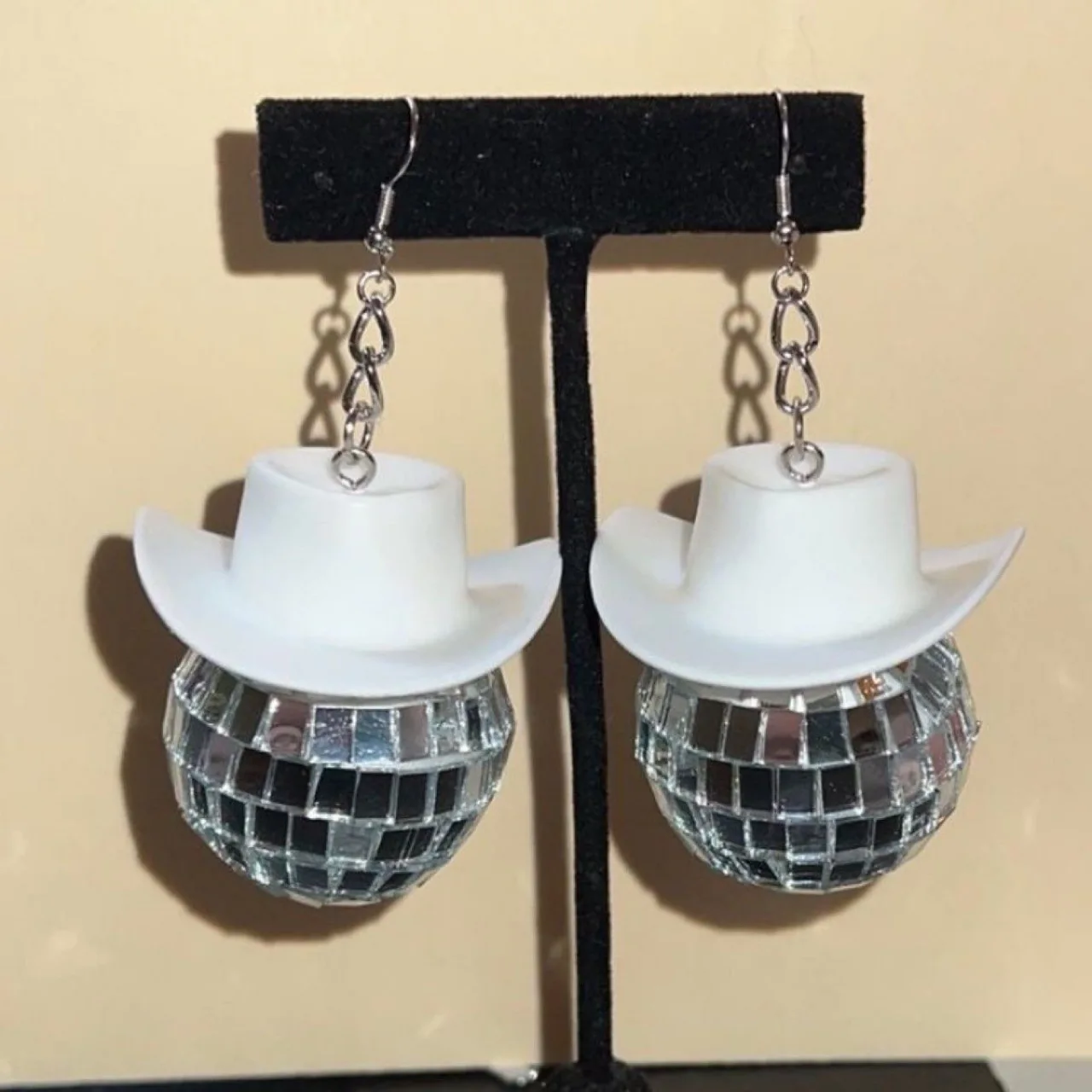 European And American Creative Disco Ball Straw Hat Carnival Party Hippie Costume Accessories Earrings