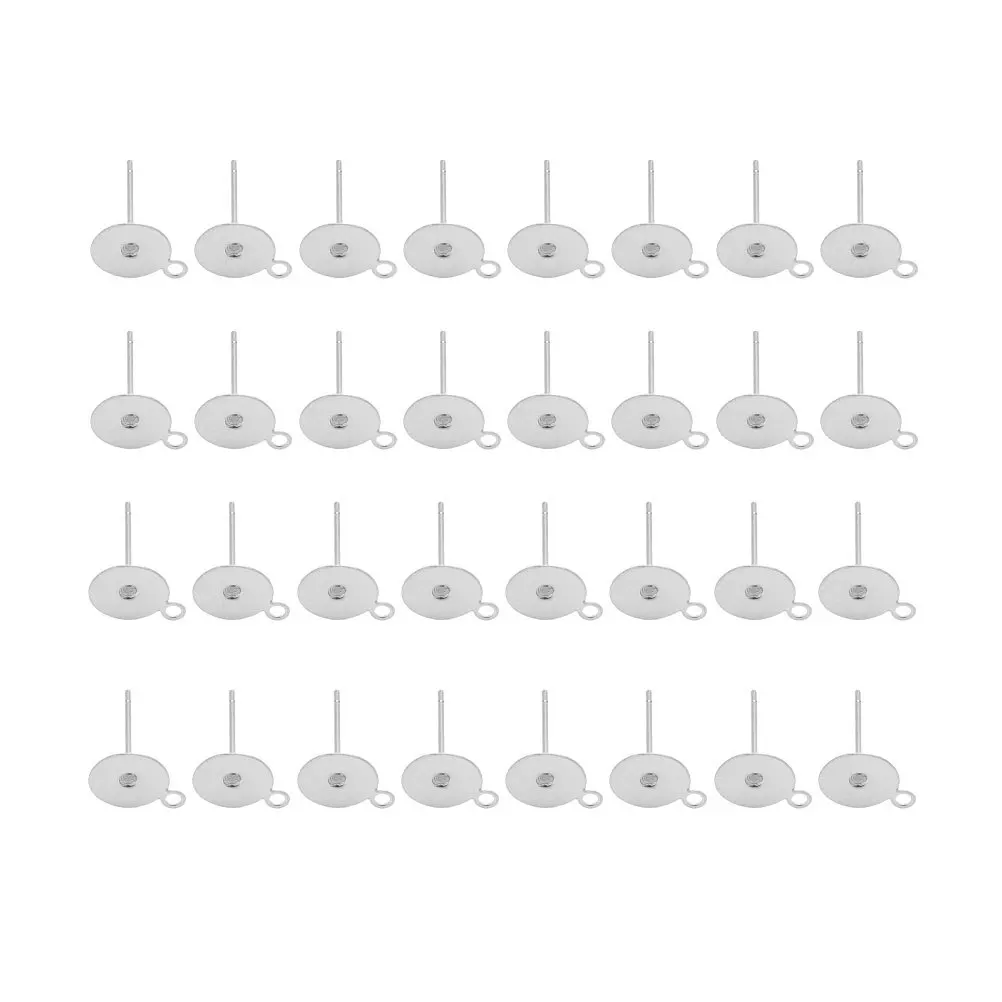 

100 pcs Flat Head Earring Posts Stainless Steel 6Mm Base 12Mm Length For Diy Dangle Earrings Jewelry Accessories With