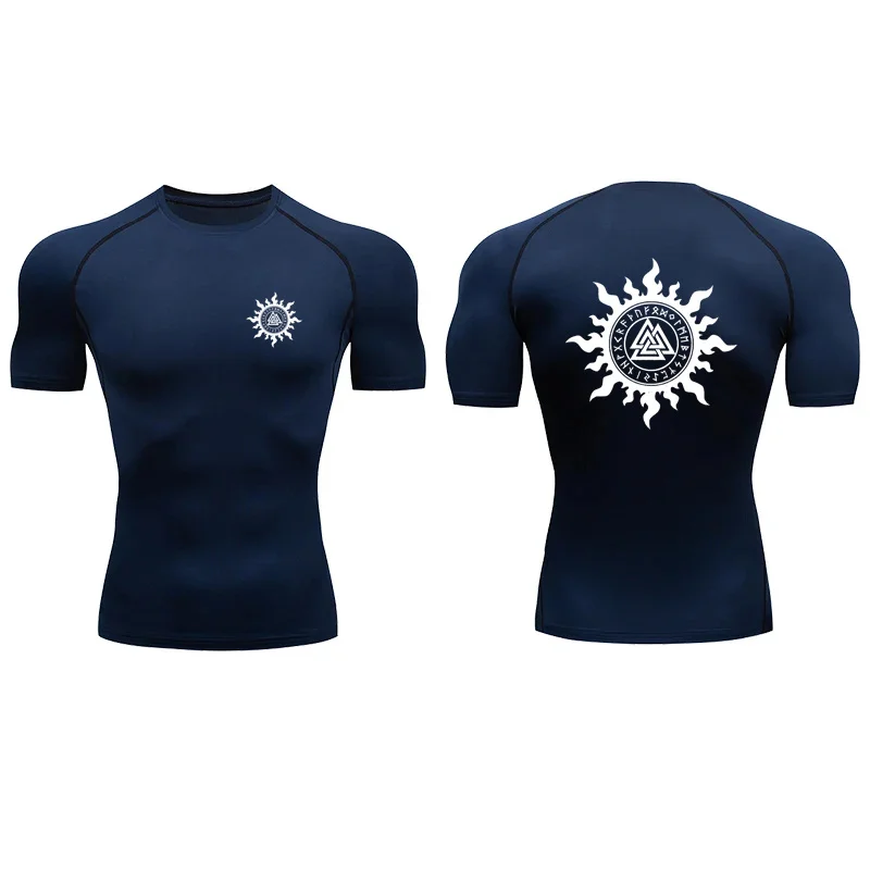 تي شيرت مضغوط مطبوع عليه رياح الشيطان ملابس رياضية للياقة البدنية للرجال تي شيرت للجري في صالة الألعاب الرياضية سريع الجفاف ، قميص رياضي للتمرين في صالة الألعاب الرياضية