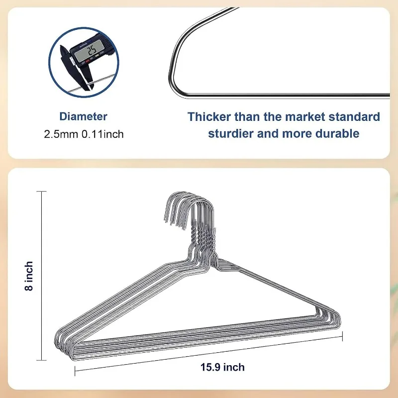 Wire Hangers 100 Pack, Metal Wire Clothes Hanger Bulk for Coats, Space Saving Metal Hangers Non Slip 16 Inch 12 Gauge Ultra