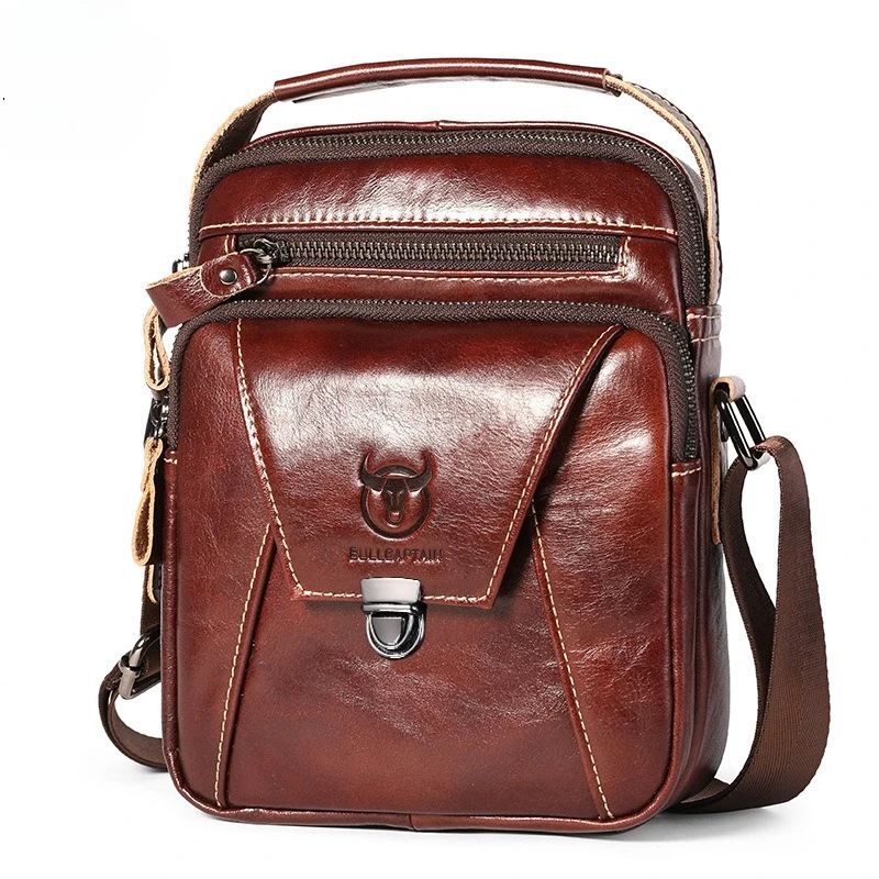 

Мужская повседневная мягкая маленькая сумка через плечо из воловьей кожи в стиле ретро для мобильного телефона на одно плечо