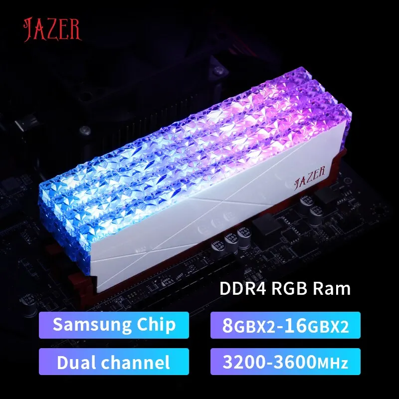 Jazer rgb ram ddr4 8gb 16gbメモリddr4 8gbx2 16gbx2 3200mhz 3600mhzオーバークロック性能デスクトップ用