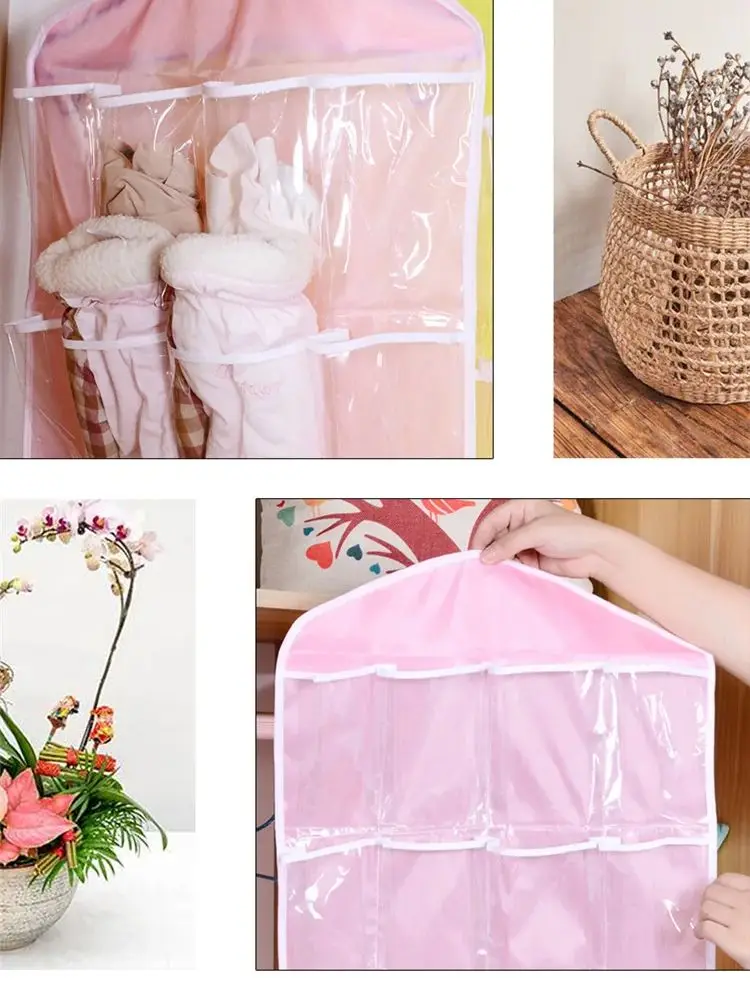 Organisateur mural de vêtements à 16 grilles, 1 pièce, sac de placard en tissu, support de rangement, poche en maille transparente suspendue sur la garde-robe