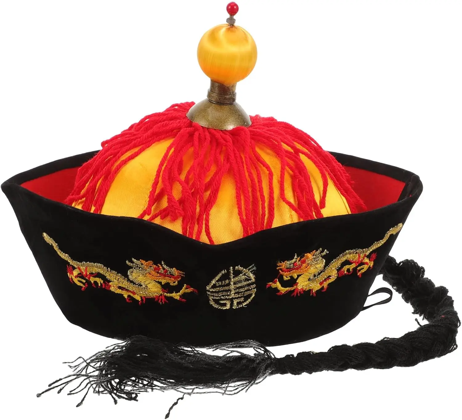 

Китайская императорская шляпа, старинная шляпа в стиле Ханьфу с косами и хвостом для вечеринок, косплея и сценических выступлений