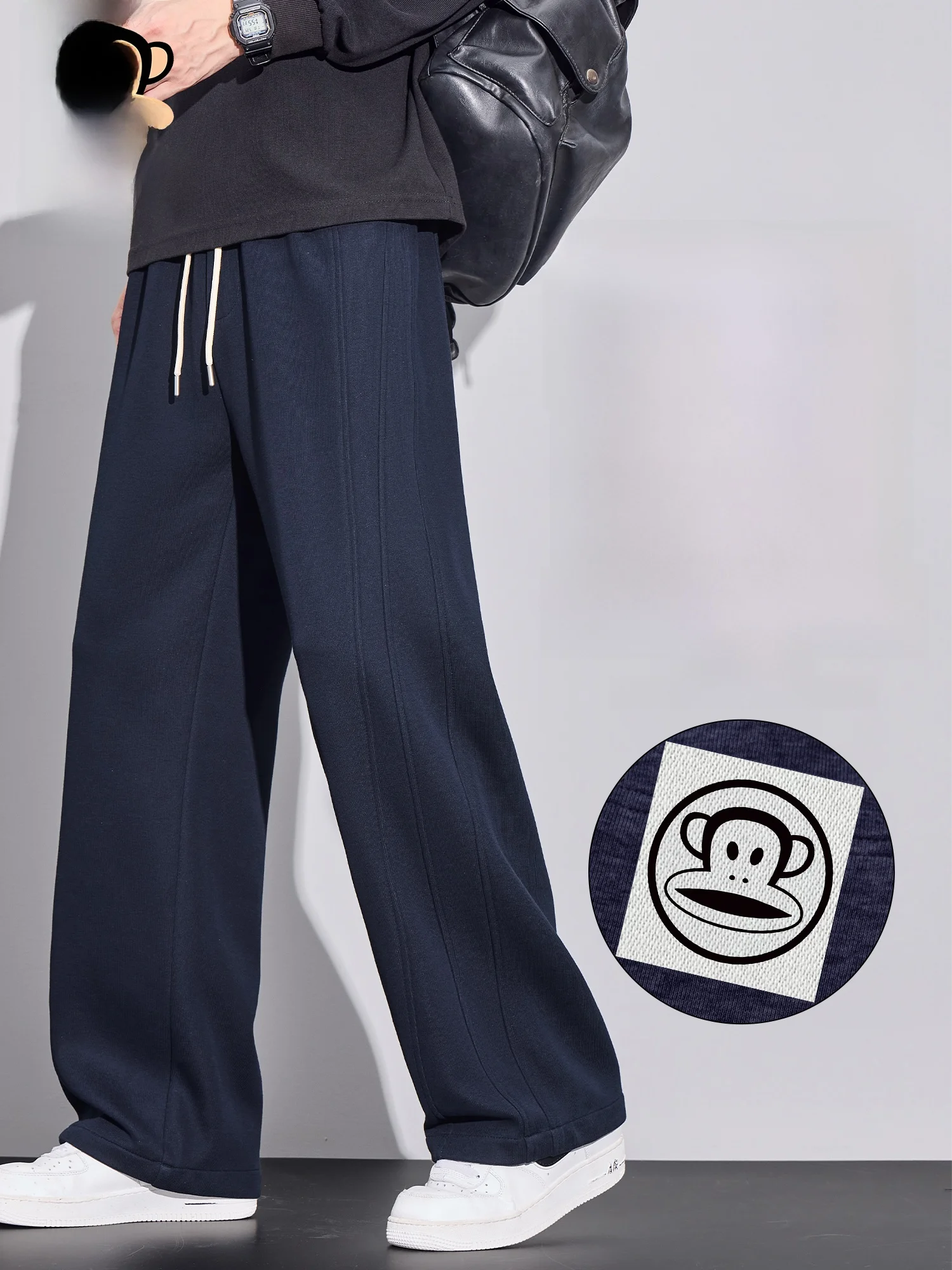 

Мужские повседневные брюки Paul Frank: широкие, свободного кроя, зимние, прямые, спортивные, универсальные, удобные, из смесового полиэстера и хлопка