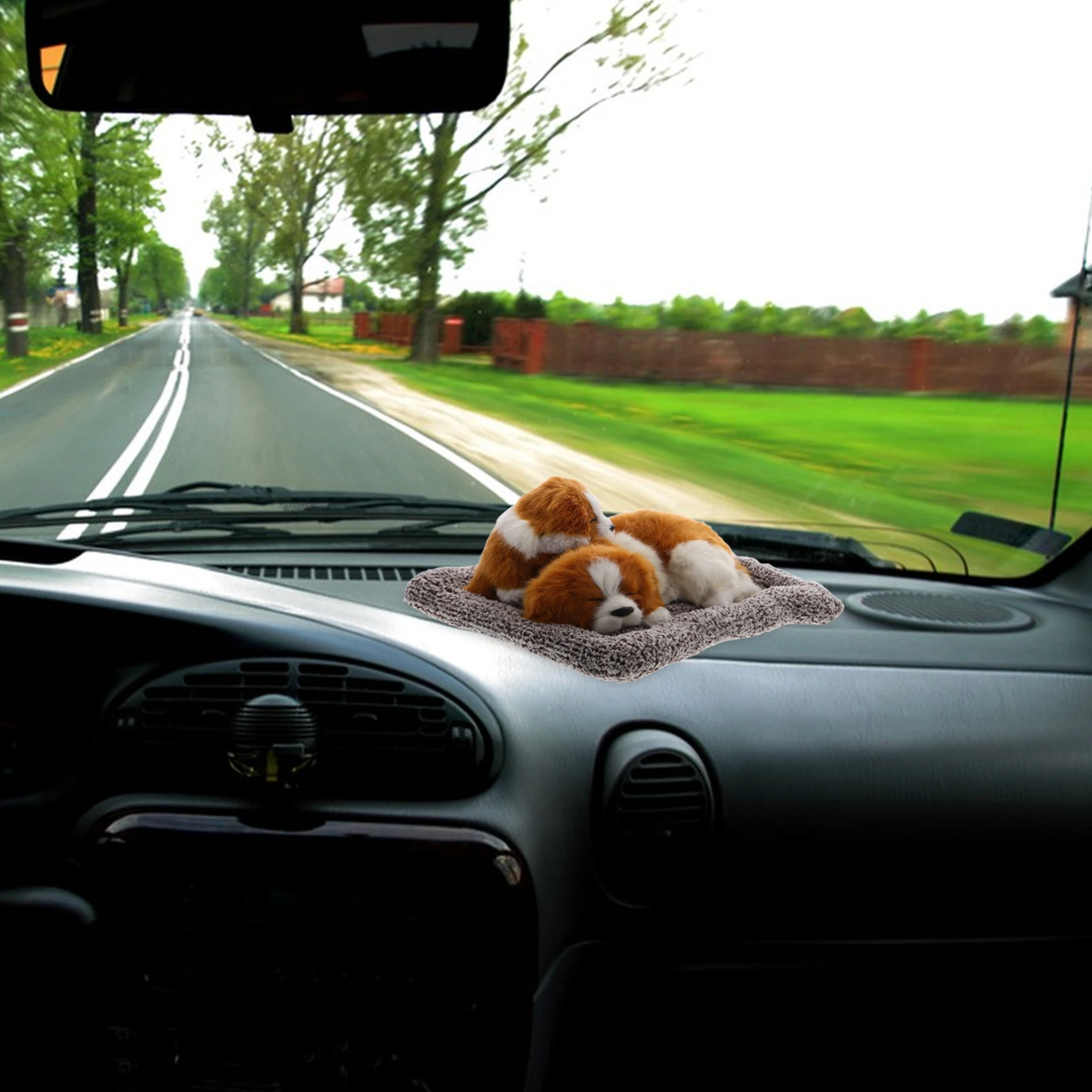 

Car Bamboo Charcoal Bag Realistic Sleeping Dog Ornament Puppy Dashboard Deodorizer Activated Carbon Car Freshener