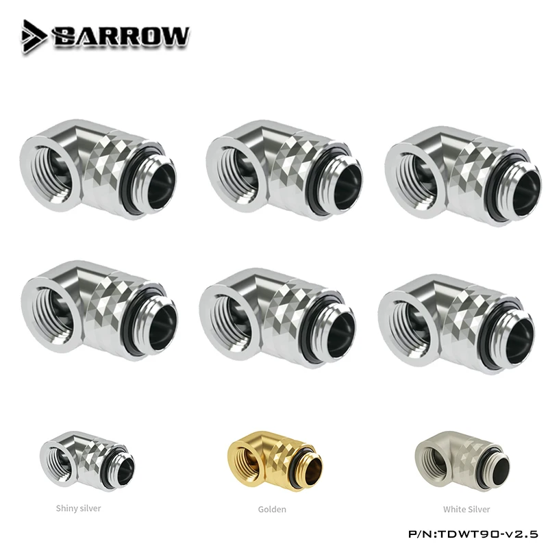 

4pcs/6pcs BARROW 90 Degree Rotary Hard Tube Fitting Adapter Rotating Connector,Water Cooling Adaptors G1/4'' Thread, TDWT90-v2.5