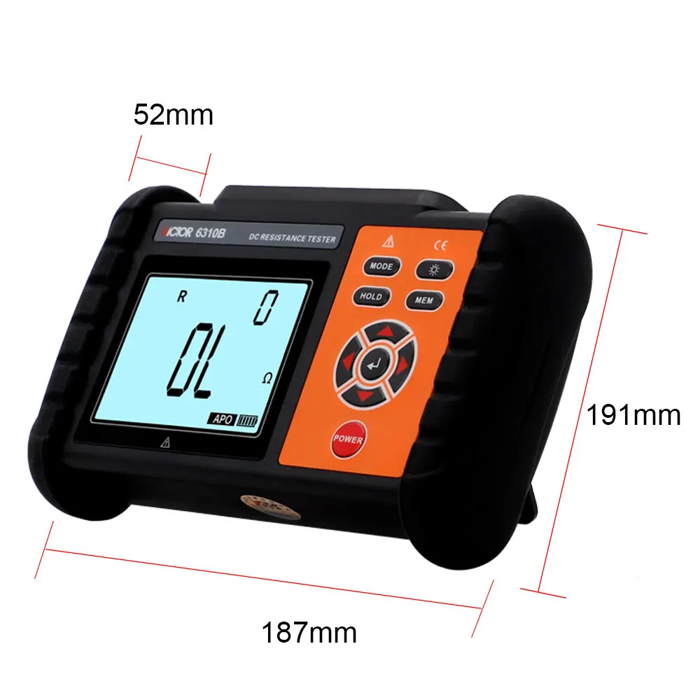 Imagem -05 - Victor-dc Resistência Medidor Micro-ohmímetro Four Wire Test Range Bateria Recarregável 500 Grupo Armazenamento de Dados 0001 mo para 3000 ko 6310b