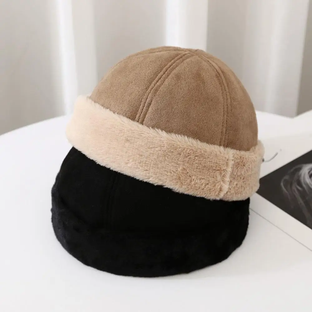 الرجعية تنوعا أفخم القبعات للبالغين في الهواء الطلق الدافئة Brimless قبعة الشتاء الروسية كاذبة فرو المنك قبعة سميكة البطيخ قبعة المالك قبعات #6