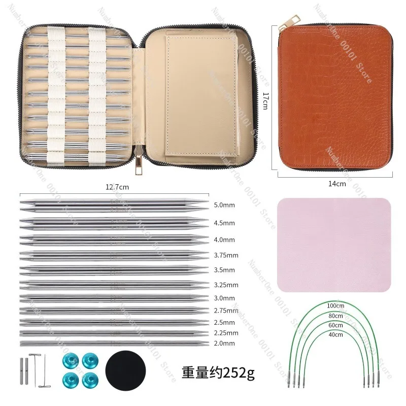 Stainless Steel Circular Knitting Needles Set Detachable Sweater Needle Interchangeable Ring Pin Weaving Tools Kit for Hand