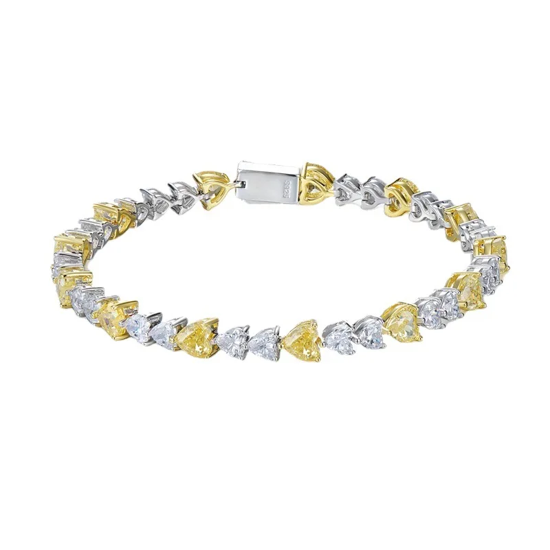 

Heart shaped yellow diamond bracelet for women's s925 pure love for attracting wealth, light luxury, niche and exquisite