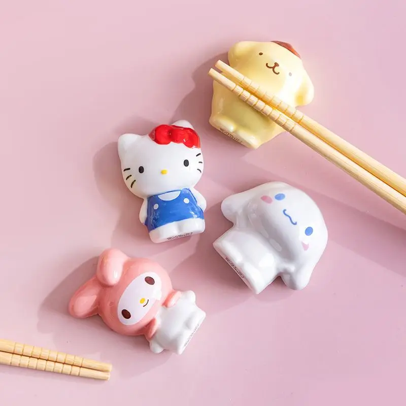 

Sanrio Kawaii Hello Kitty Stand, MyMelody Cinnamoroll Cute Ceramic Chopstick Stand, Cartoon Furniture Desktop Spoon Fork Pendant