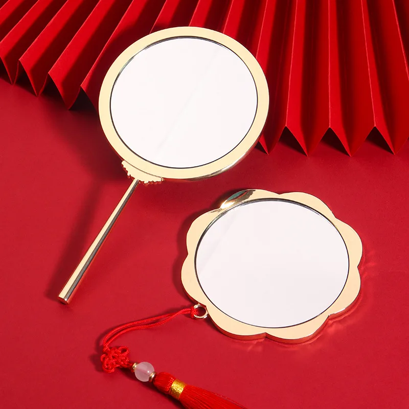 Dunhuang – miroir de maquillage stérique, style chinois, miroir à main texturé papillon, miroir cosmétique en métal, 1 pièce