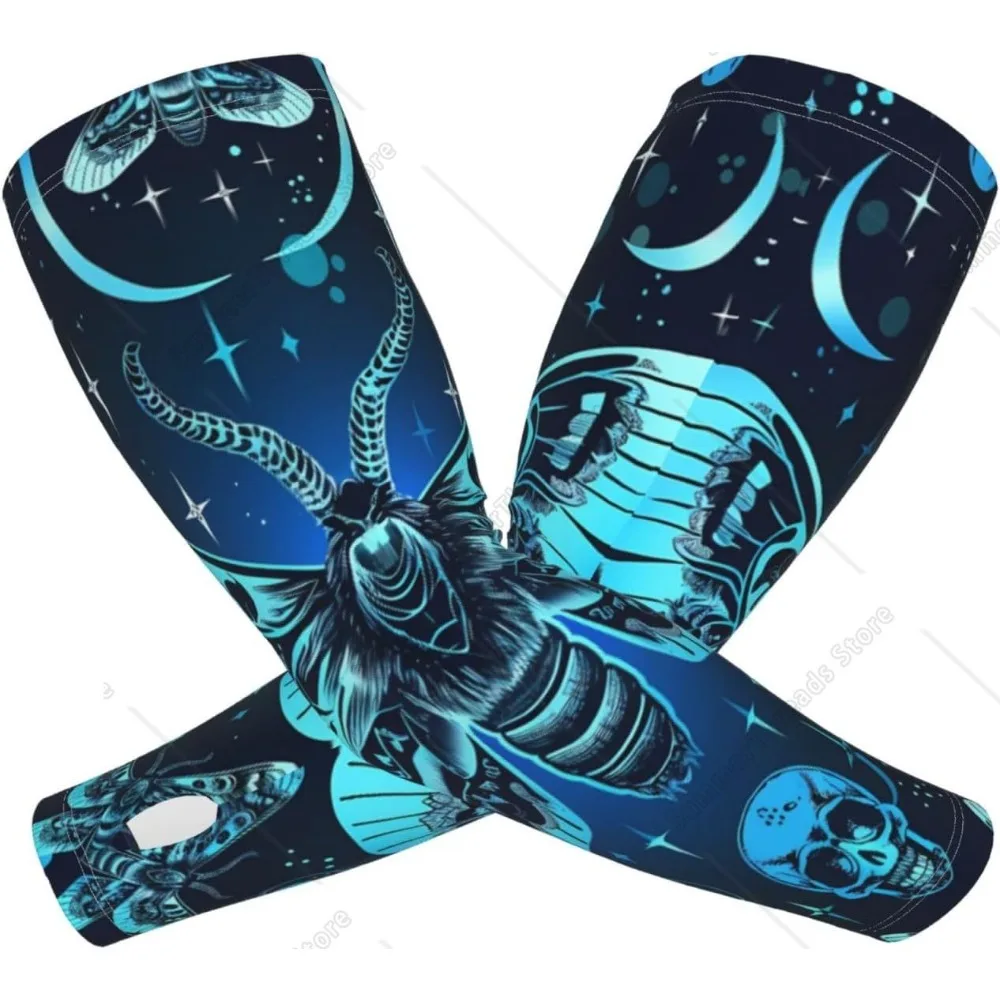 Mangas de brazo de mariposa con calavera gótica mística para hombres y mujeres Mangas de brazo de compresión con protección UV