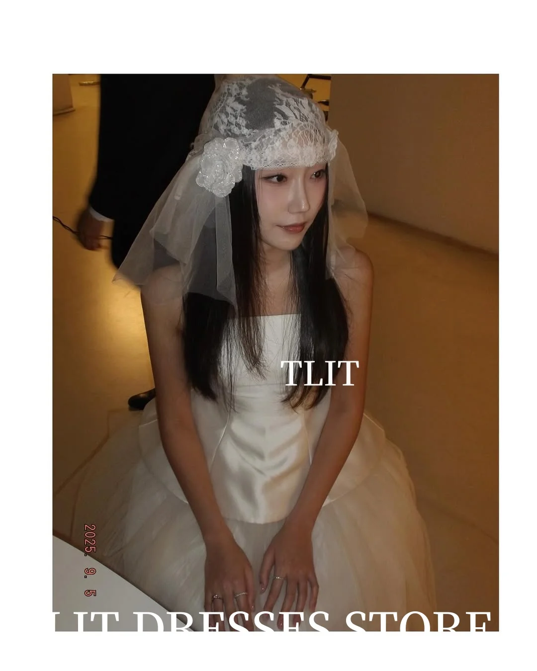 TLIT Elegant Ivory Tulle Satin Tulle Wedding Dress Spaghetti Strap Corset Prom Gown Korea Bridal Dress Photos Shoot Customized