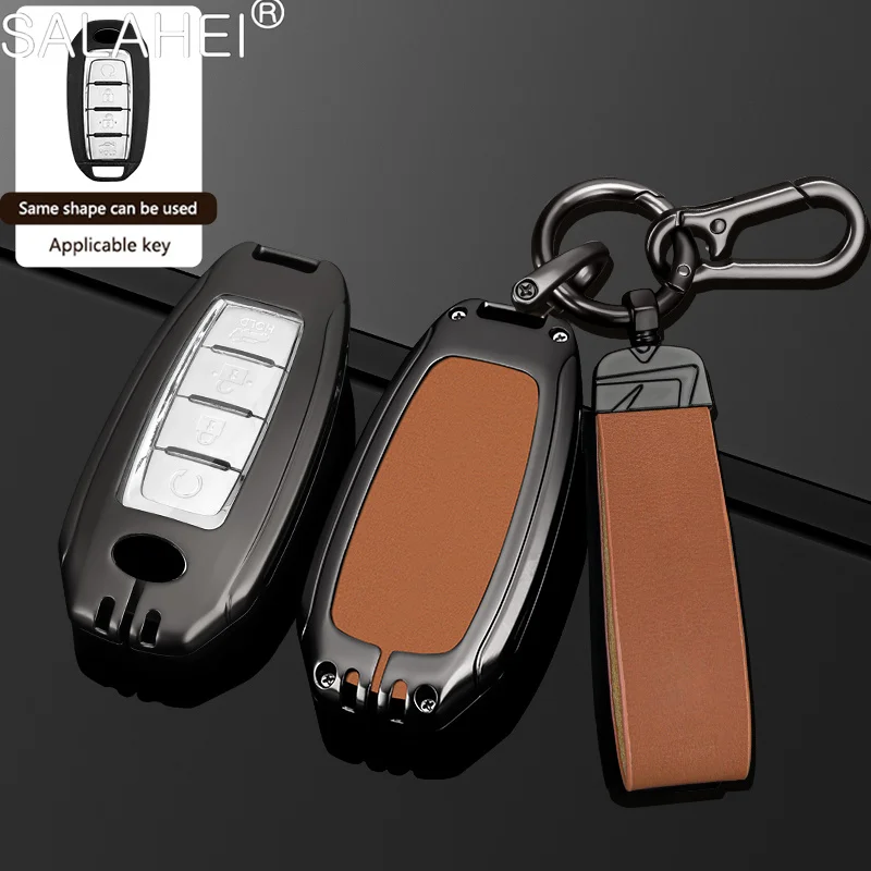 Leather Car Remote Key Case Cover Shell Holder Fob For Infiniti QX50 QX60 Q70L 2020 Keychain Keyless Protector Auto Accessories