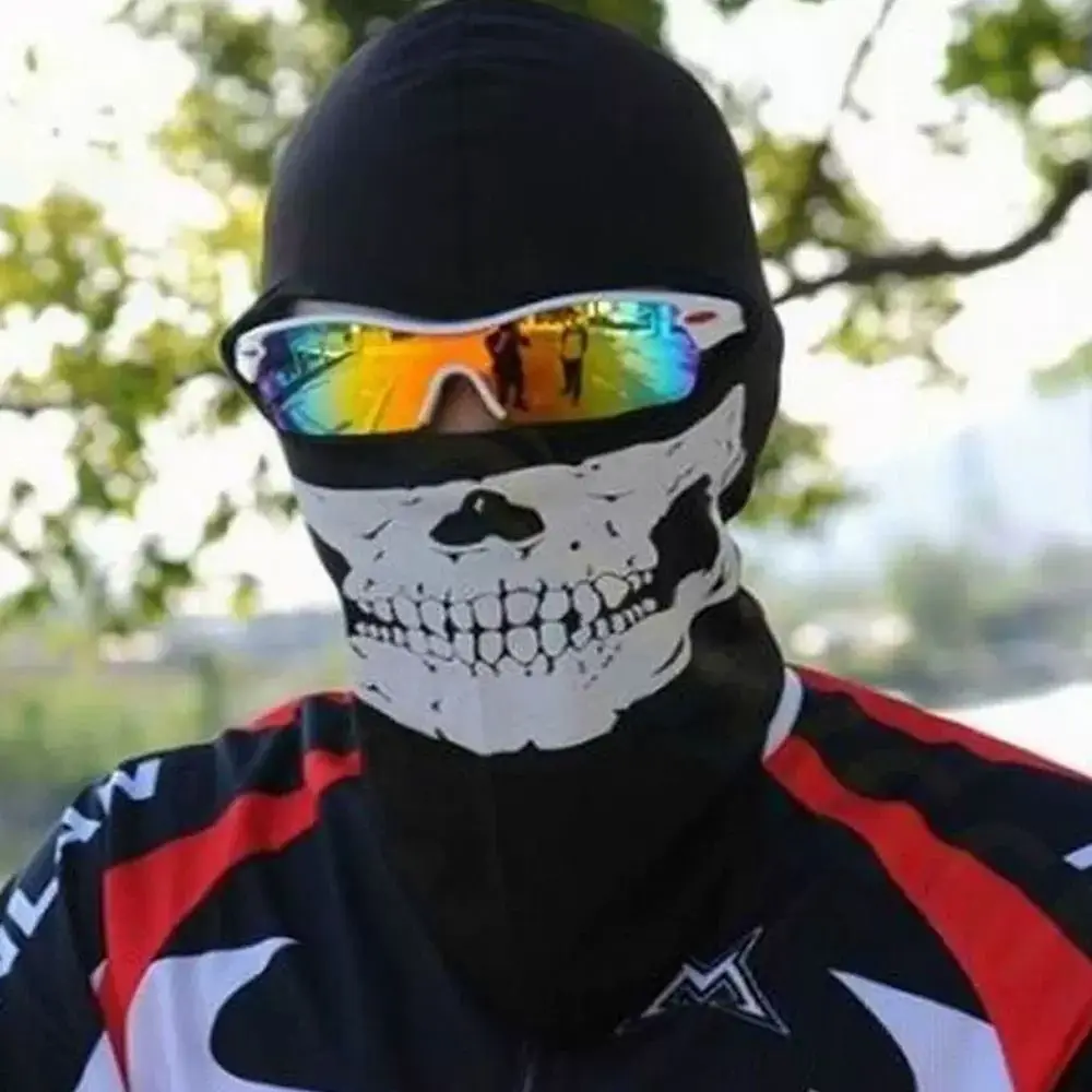 جمجمة طباعة دراجة بالاكلافا يندبروف المضادة للأشعة فوق البنفسجية دراجة نارية قناع الوجه الكامل الرقبة أدفأ كامل الوجه تصميم دراجة خوذة بطانة