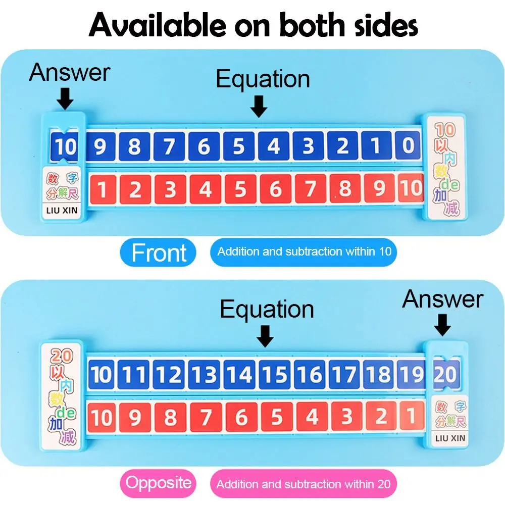 Plastic Math Decomposition Ruler Within 20 Pink/Blue Subtraction Ruler Portable Teaching Demonstration Addition Ruler