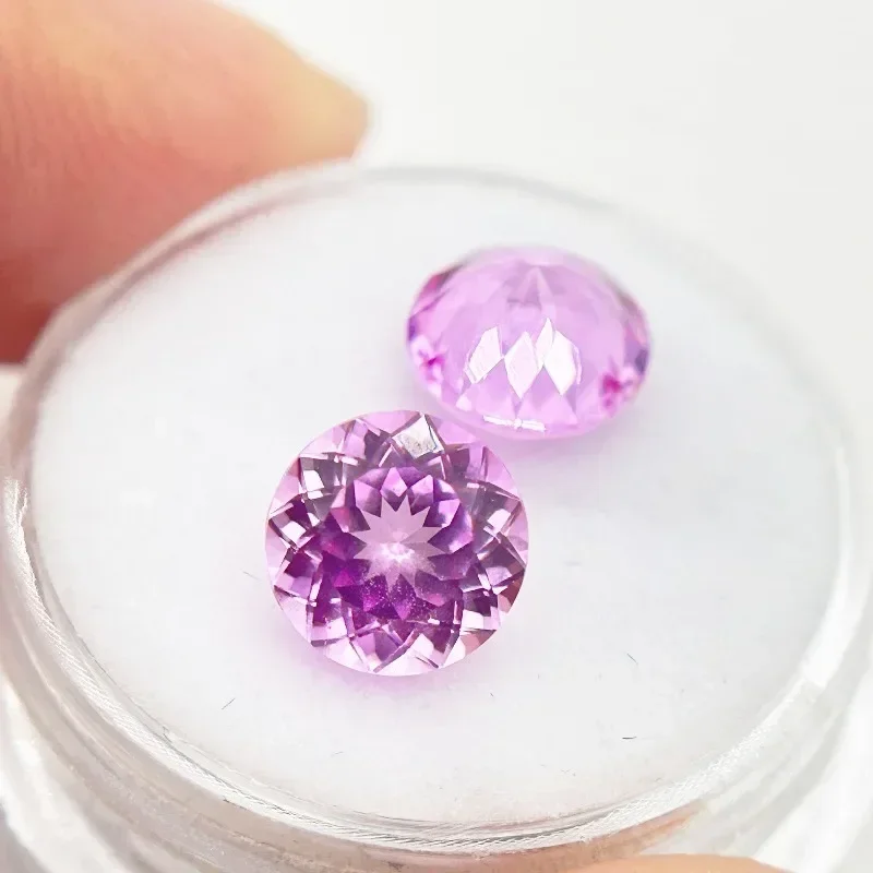 ALab Grown Sapphire Round Cut Pink Color Beads for Diy Jewelry Charms Making Necklace Rings Selectable   Certificate