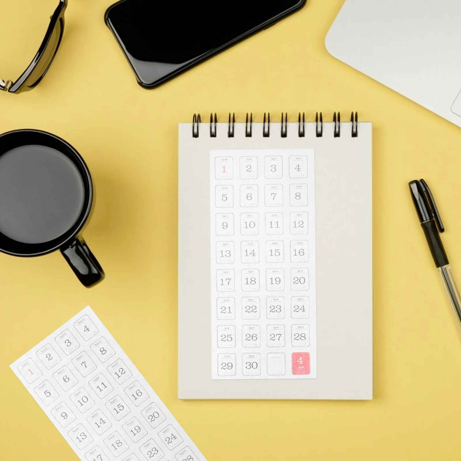 

2 set Japanese Paper Adhesive Calendar Index Stickers Self-Stick Monthly Planner Label Tabs For Notebooks Diaries Bill Tracking