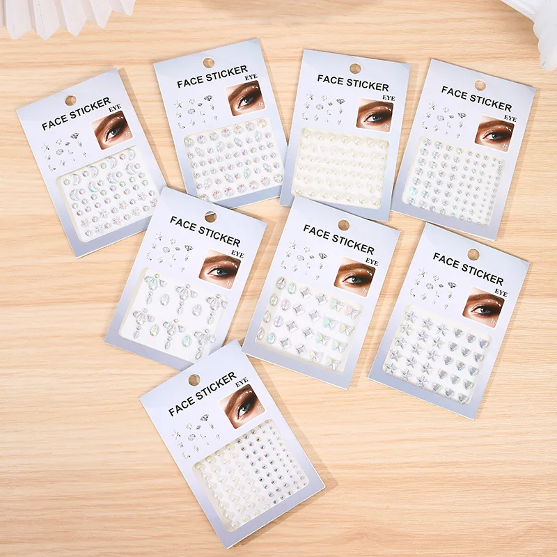 Face Star Moon Resin AB Rhinestone Stickers Self Adhesive Face Gems for Party Stage Makeup Decor