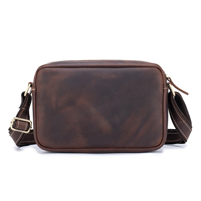 Retro Wild Horse Leather Men's Shoulder Bag, Genuine Leather Crossbody Small Backpack, Genuine Mailbag, Mobile Phone Bag