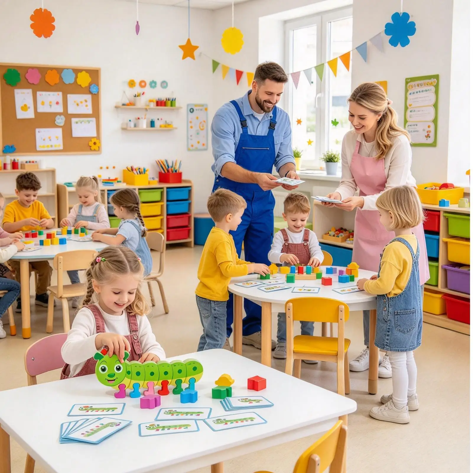 Wooden Matching Game Caterpillar Jigsaw Puzzles Educational Learning Toys Kids Shape Sorting Toy For Boys Girls Birthday