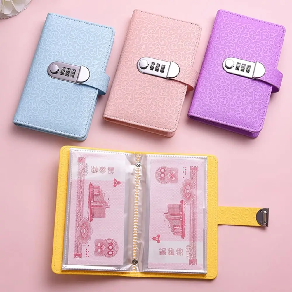 

PU 100 Envelopes Money Saving Challeng Save Money With Password Lock Mini Binder Savings Challenge Waterproof Large Capacity
