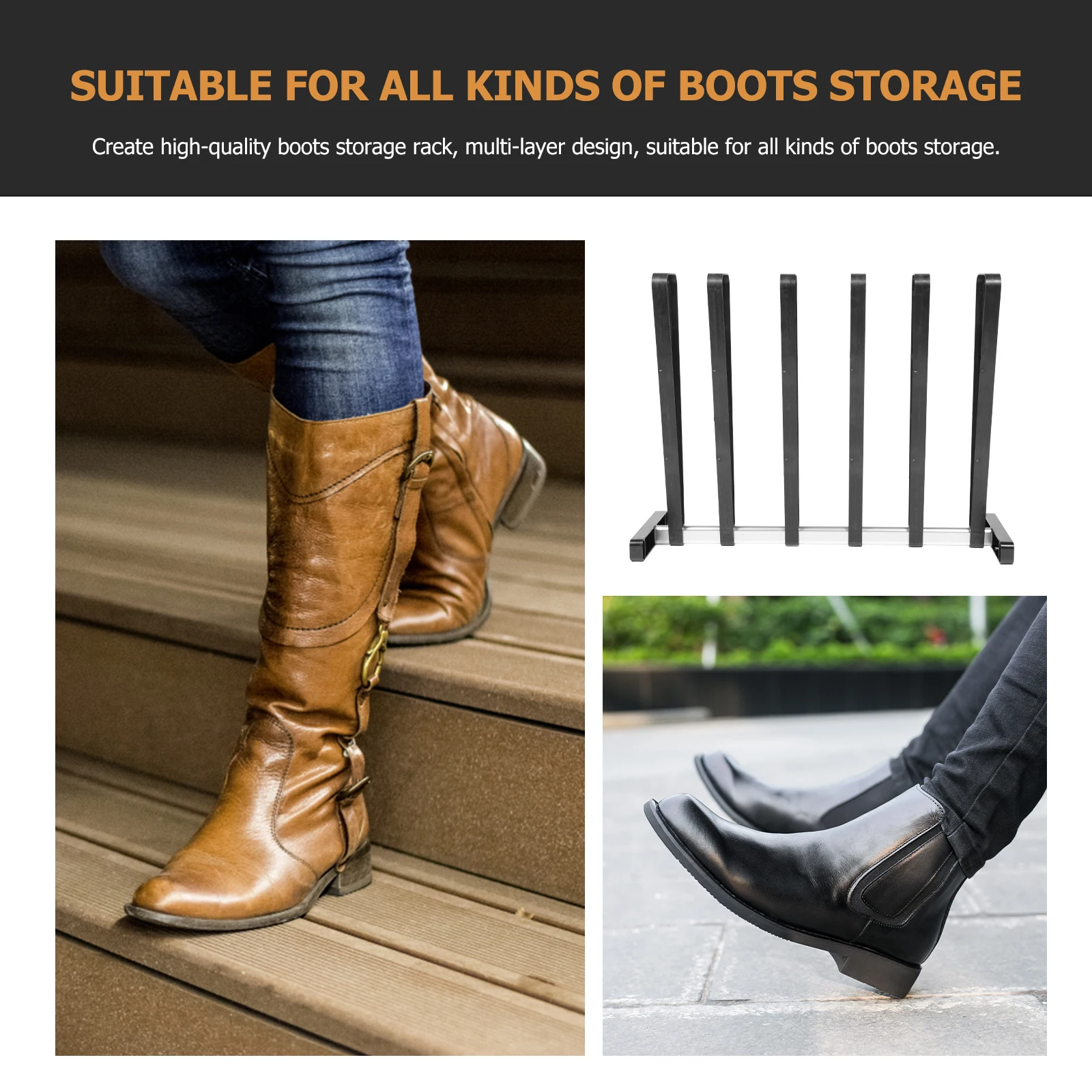 

1pc Snow Boots Rack Multi-Function Storage Stand Thickened Boot Shelf Space-Saving Design Strong Bearing Capacity Kinky