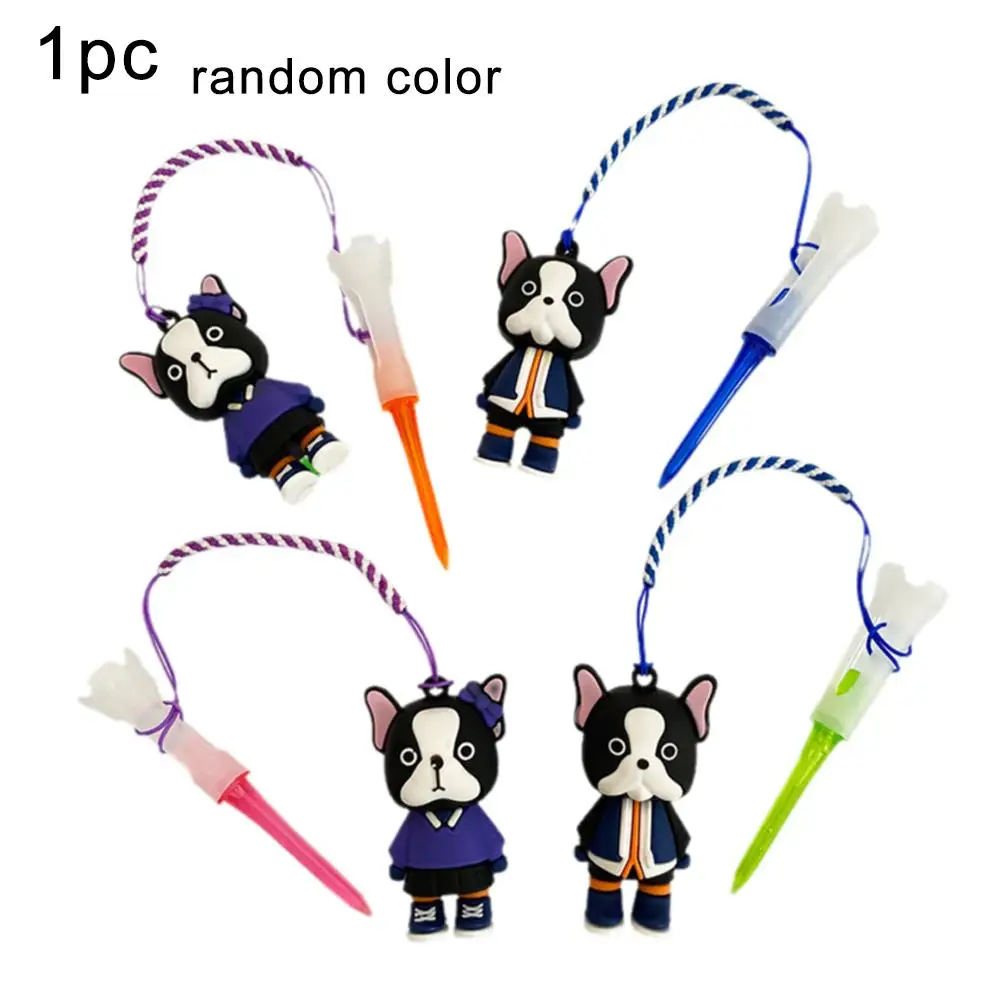 1pcs Random Color Golf Rubber Tees With Cartoon Cute String Golf Portable Loss Doll Accessories Prevent V7X8