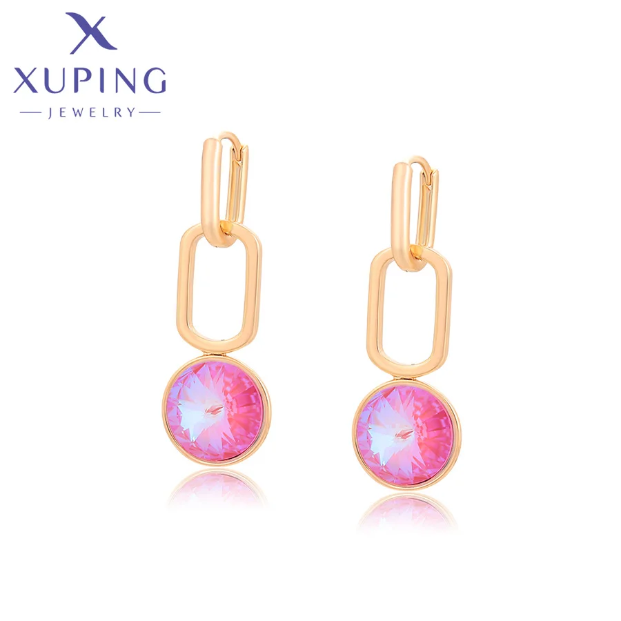 Xuping Jewelry Store New Arrival Copper Alloy Charm Gold Plated Lovely Crystal Earrings for Women Girl Jewellery Birthday Party