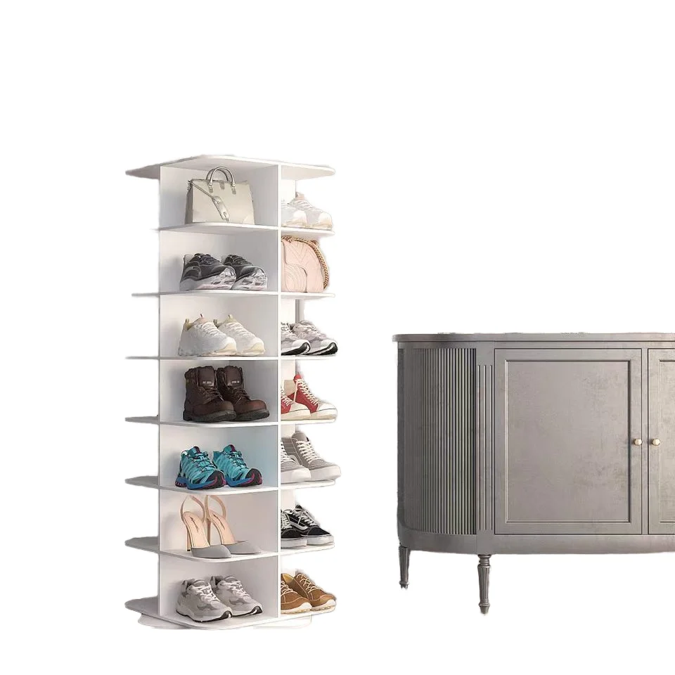 

Wholesale Hot-sale Luxury Rectangular Rotating Space Saving 7 Tier Tall Shoe Rack 360 Tower Shoe Shelf Cabinet