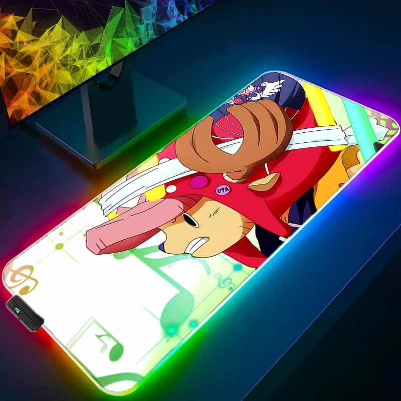 RGB светодиодный коврик для мыши, офисный настольный коврик, цельный коврик для компьютерной игры, резиновый коврик для клавиатуры в стиле аниме, аксессуары для ПК, коврик для мыши, коврик для планшета