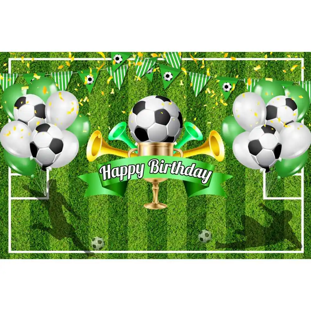 Football Birthday Backdrop Soccer Field Stadium Grassland Baby Boy Portrait Photo Background Cake Table Banner Photography Props