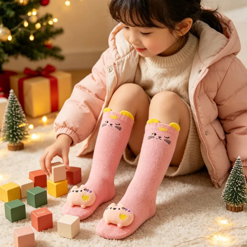 1-5Pairs Kids Over Knee Socks Traction Anti Slip Elastic Cotton Blend for Children Baby Boys Girls Travel Holiday Indoor Sports