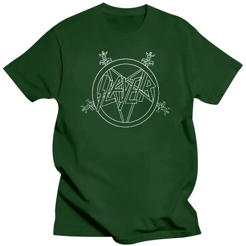 2022 Slayer Pentagram Logo Heavy Metal Band Men\'S Black T-Shirt Size S To 3XL Top Quality Tops Tee Shirt