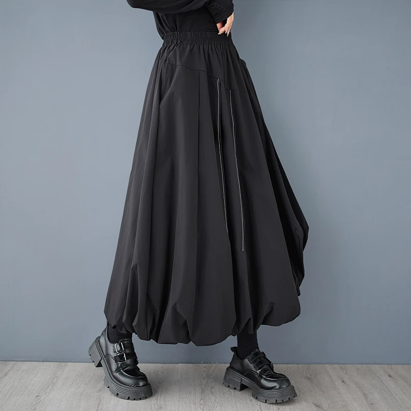 Saia Psada Assimétrica Plus Size Fena da Moda, Saia de Cintura Alta Elástica com Detalhe de Botão de Flor, Saia Color ...