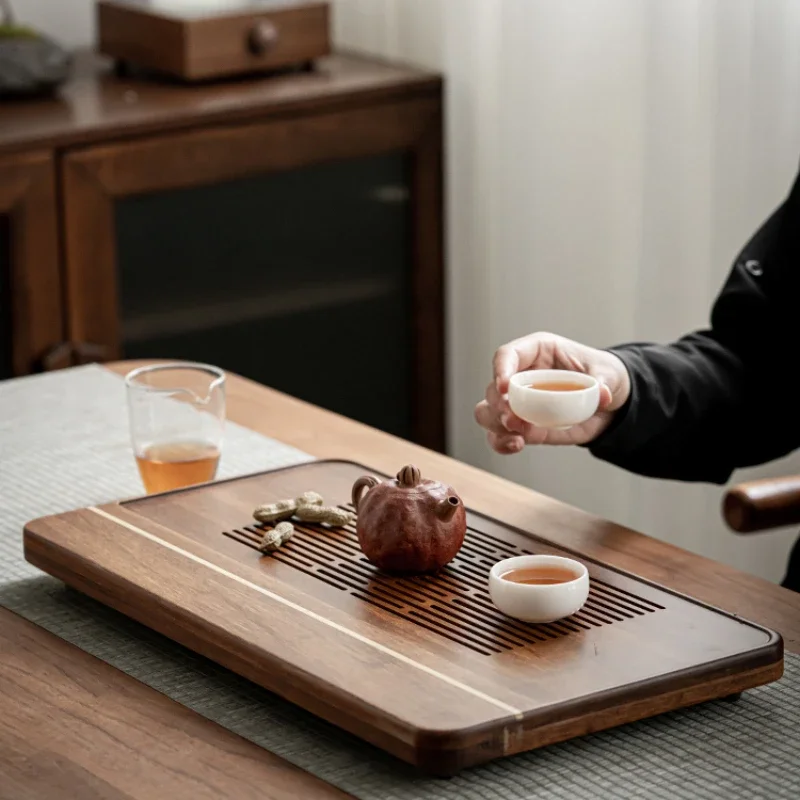 

Luxury Bamboo Tea Tray Wooden Nordic Rustic Serving Tea Tray Chinese Office Vintage Bandeja Para Cha Kitchen Accessories YN50TT