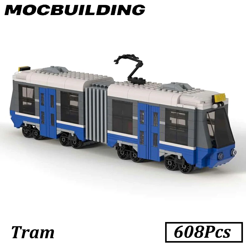 Street Tram Model City Traffic MOC Building Bricks DIY Assemble Toy Display Construction Birthday Gift