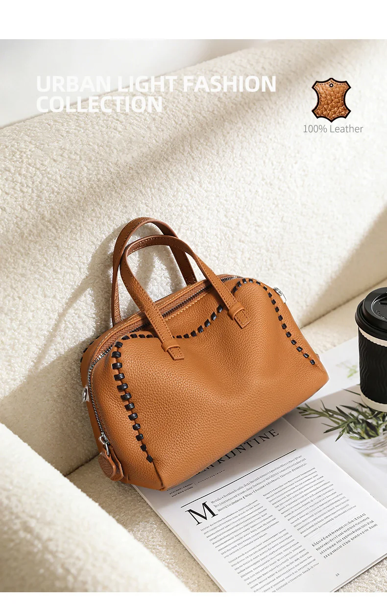 Damen Echtleder Schultertaschen 100% Crossbody Bucket Bag Weibliche Mode Einfarbige Designer Shopper Tote Marken-Trend Handtaschen Bolsas – Detail 1