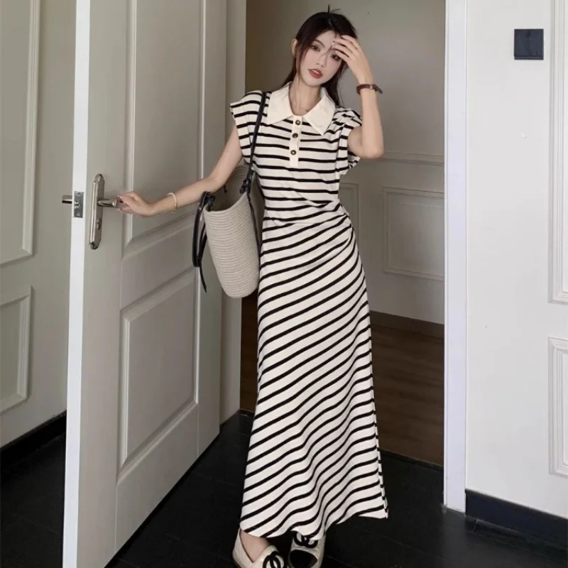 Dresses Women Striped Elegant Basic Creativity Special Young Charming Korean Style Sweet Fashion Ladies Spring Leisure Seductive